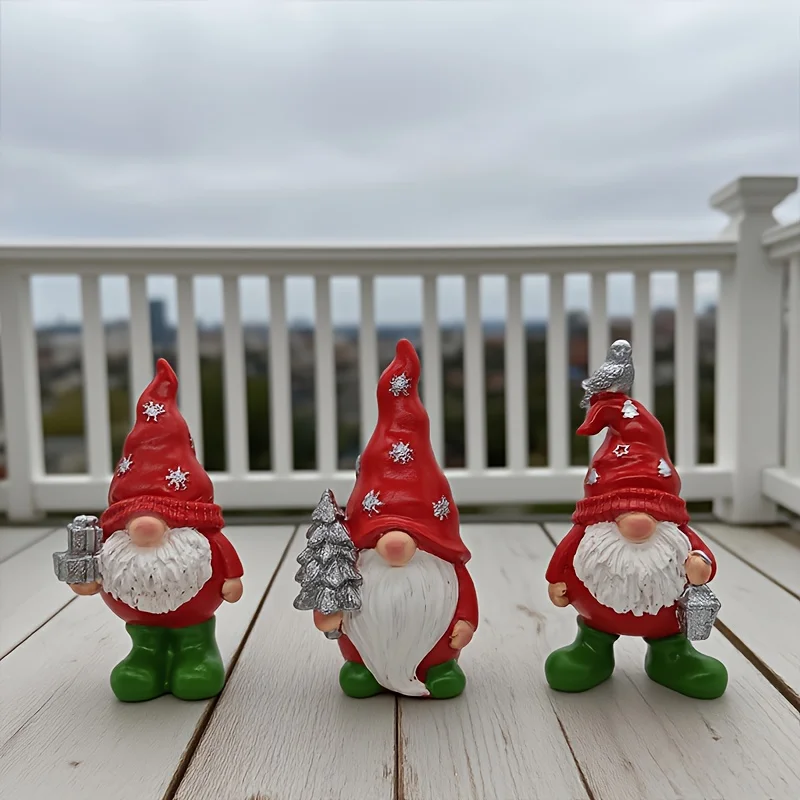 

Resin Christmas Gnome Figurine Holiday Decoration Small Garden Dwarf Statue Festive Gift For Home Office Tabletop Seasonal