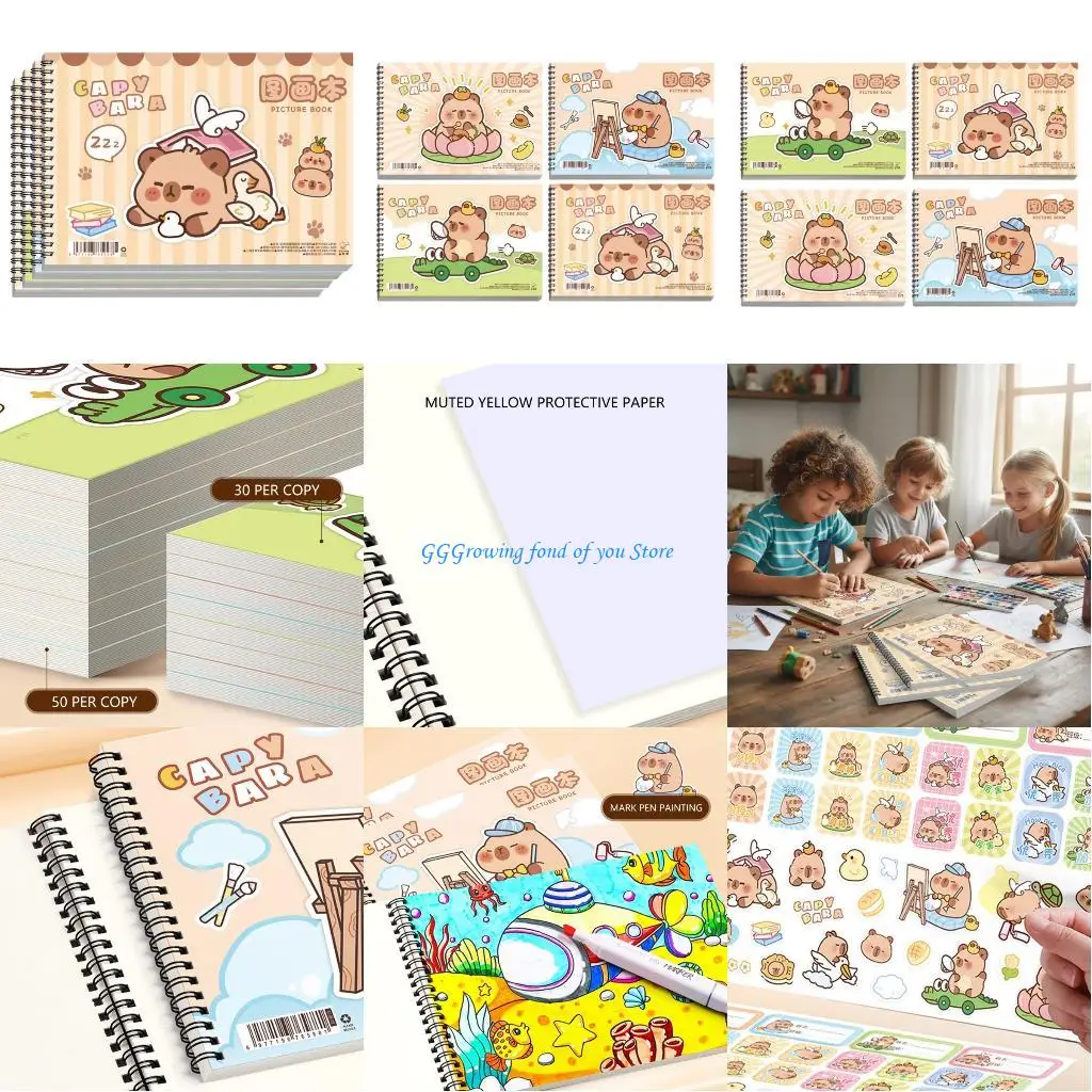 H9EB دفتر رسم مزدوج الأسلاك 100GSM ورقة الفنان كتاب رسم مجلة الرسم السفر لرسم الرسوم التوضيحية الفنية #1