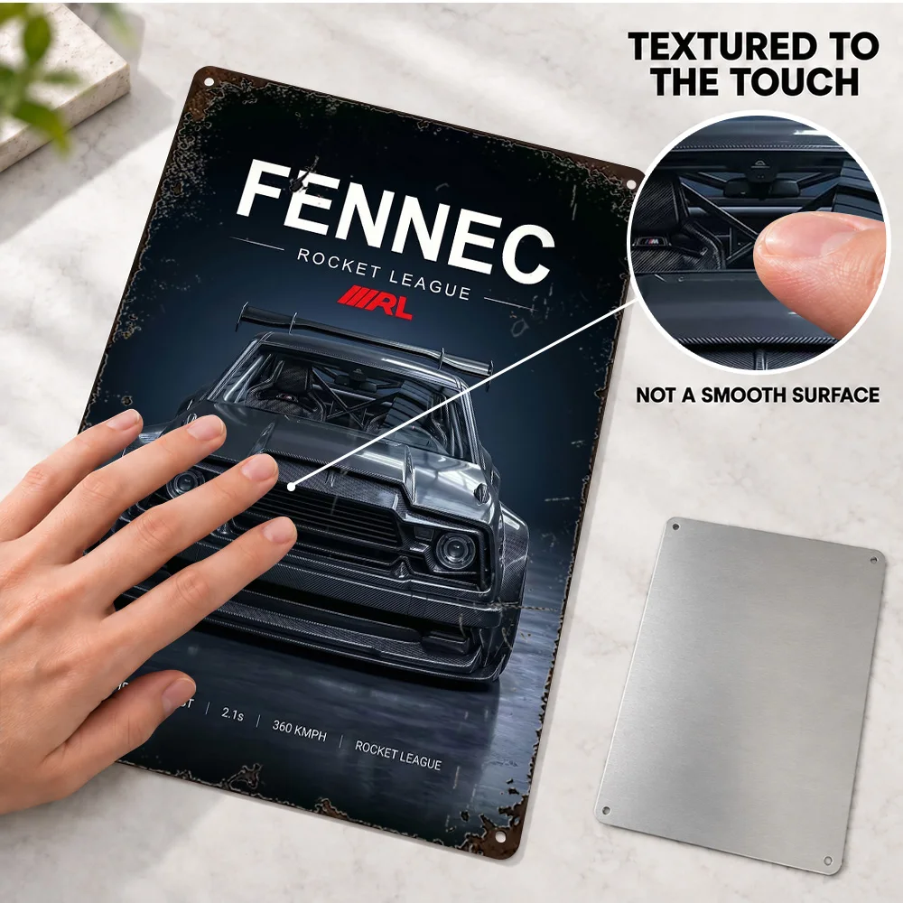 Rocket League Fennec Game Car Textured Metal Poster Personalized Aluminum Sign Graphic Illustration Wall Art For Home Office