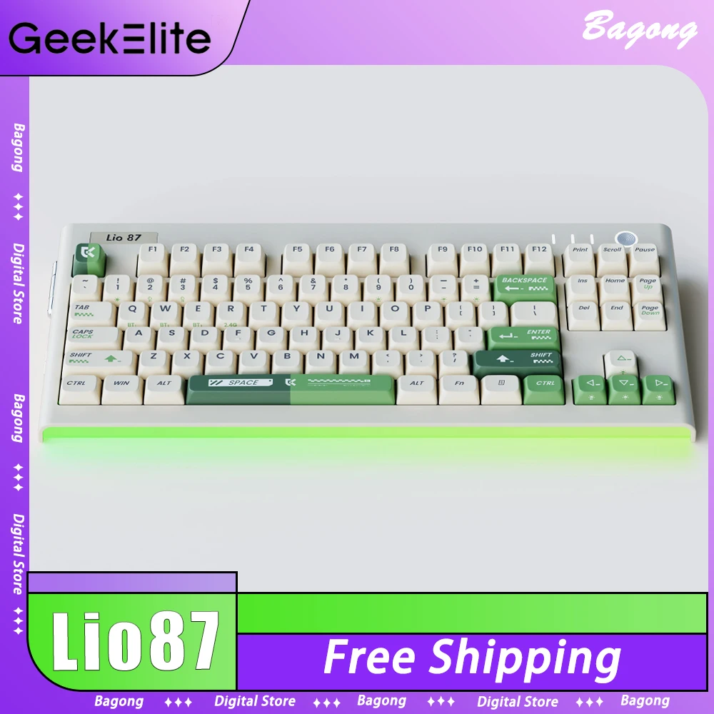 

GeekElite Lio87 Mechanical Keyboard Three Mode RGB Backlit Wireless Gaming Keyboard PBT Keycap Hot Swap Pc Gamer Accessories Win