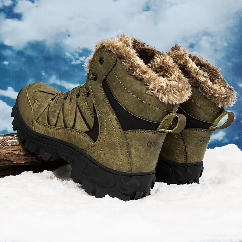 Men's Winter Boots Warm Waterproof Non-Slip Plush Sneakers Shoes - Winter Slippers Male Tenis Boots