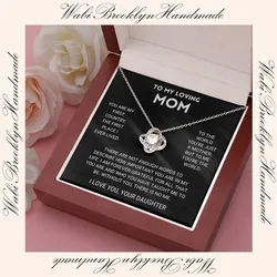 To My Beautiful Mom Love Knot Necklace Mother's Day Birthday Gift From Son Daughter Thank You Mom Interlocking Heart Necklace