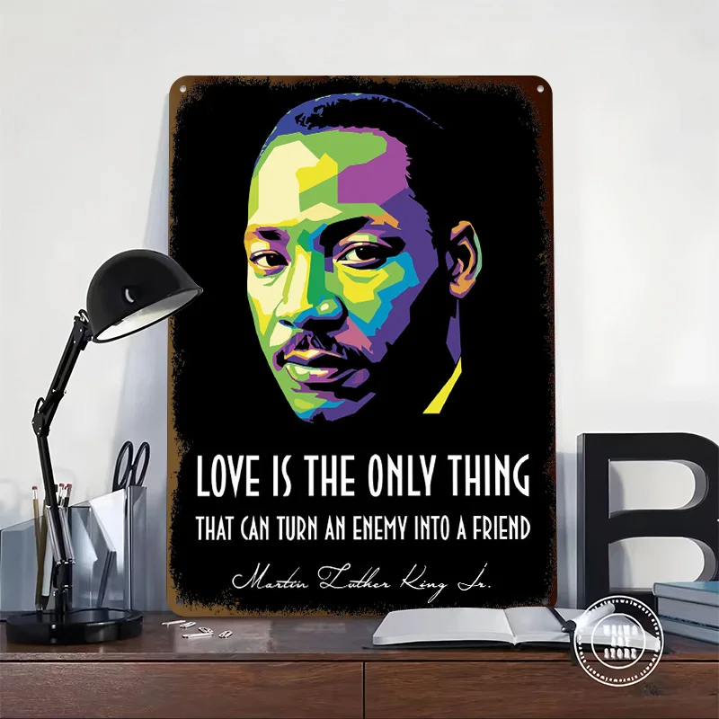 Martin Luther King Jr. Pop Art Quote 3D Printed Texture Poster Personalized Wall Art Retro Metal Tin Signs for Office Decoration