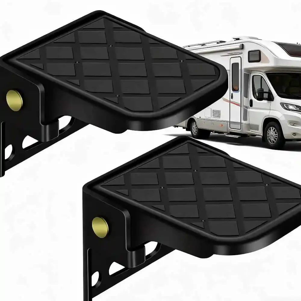 2PCS Folding Truck Bed Step Anti-Slip Pedal for Boat Trailer Bumper Pickup Truck Tailgate Ladder Campers RV Exterior Accessories
