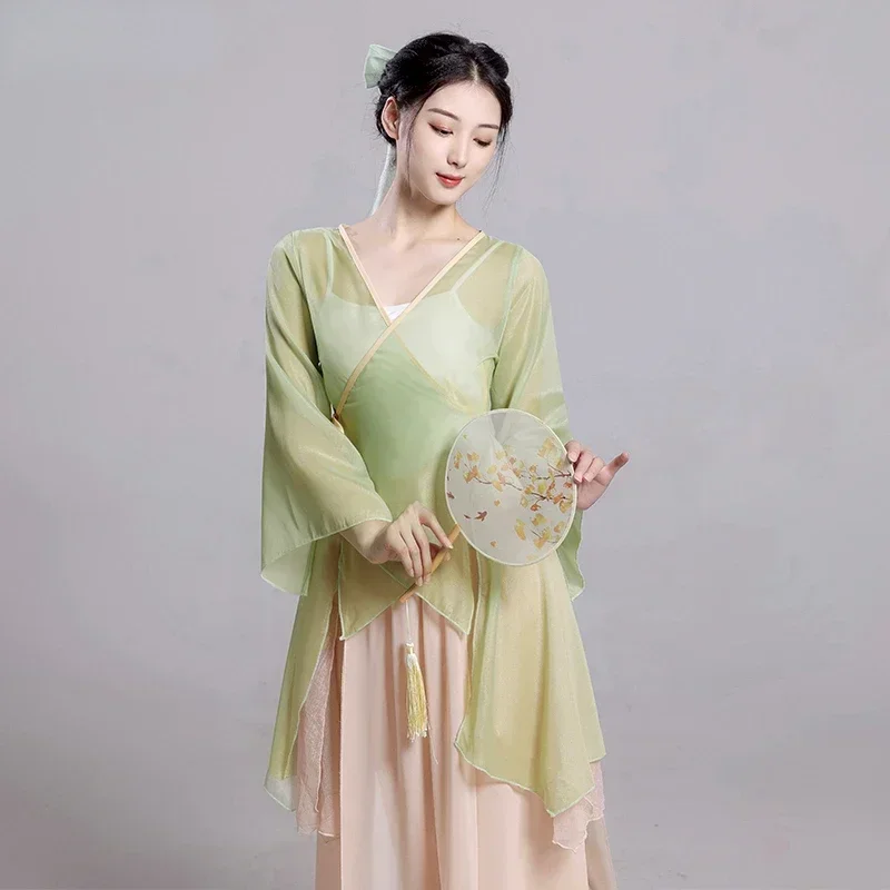 Chinese Stijl Hanfu Klassieke Danskostuums Vrouwelijke Elegante Nationale Yangko Dansvoorstelling Traditionele Fan Danskleding