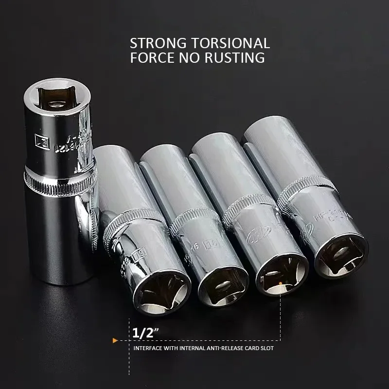 Deli 1 Pcs 1/2'' Inch Drive Hexagon Socket Wrench Bolt Remove Hand Tool Multifunction Car Auto Repair Tools Ratchet Allen Head