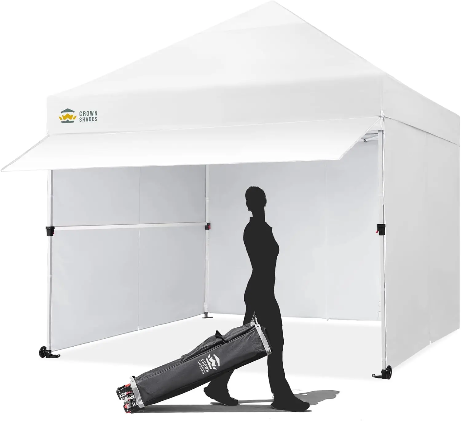 

10x10 Pop Up Canopy Tent with 4 Sidewalls, Instant Commercial Tent with 1-Person Setup Patended Centerlock, Extend Awning, 4