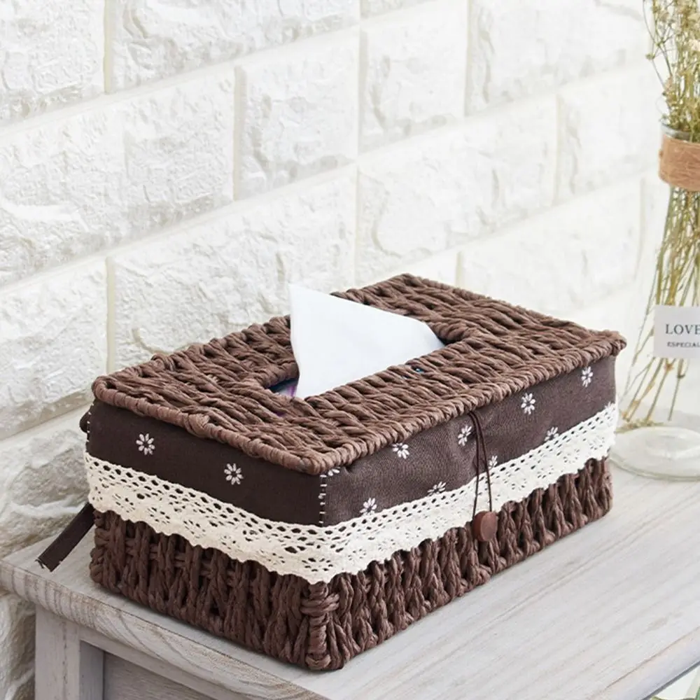 

Креативная коробка для салфеток в японском стиле из плетеного ротанга, стильный прямоугольный держатель для салфеток ручной работы из натуральных материалов для дома