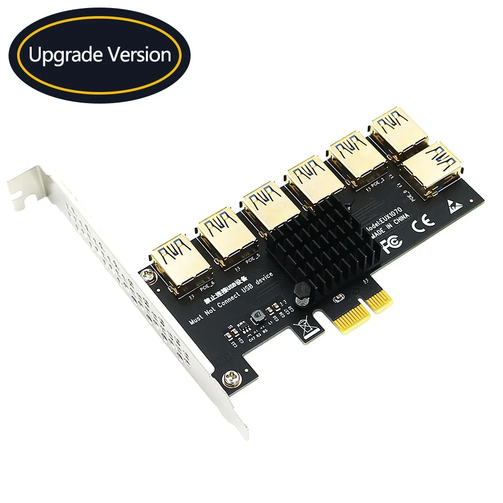 PCI-E 1X Male to 7-Port USB3.0 Female Riser Card Adapter