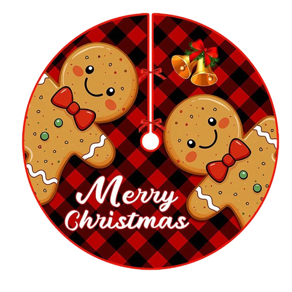 

90cm Christmas Tree Skirt Snowflake Print Snowman Snowflake Xmas Tree Carpet Santa Claus Printed Christmas Decor Mat