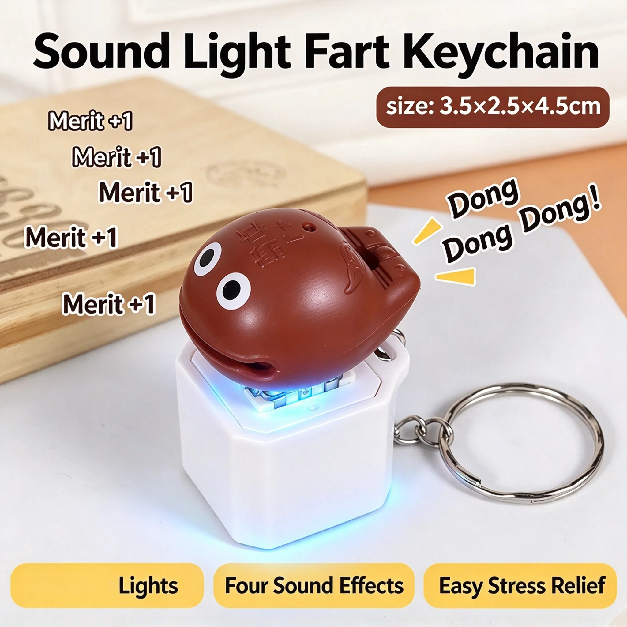 @@Hot Funny Antistress Wooden Fish  Key Cap Clicker Keychain LED Keycap Clicker Keyboard Key Caps Bag Charms Pendants 키캡 클리커