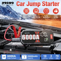 6000A Jump Starter Power Bank Car Booster Battery Portable Charger motorcycle Auto Starting Device Emergency PD65W 12V 26000mah