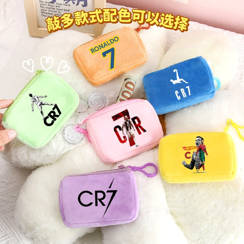 Mini monedero de colores de Estrella de fútbol Ronaldos, billetera cuadrada para niño, bolsa de almacenamiento portátil de Anime para cambio de chica, bonita monedero pequeño antipérdida