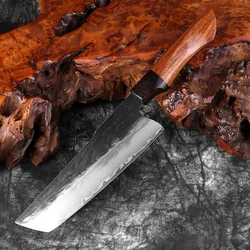 XITUO 7 inch Japanese Nakiri Knife, Hand Forged High Carbon Steel 3 Layers Rosewood Handle Pro Kitchen Knife - Ultra Sharp