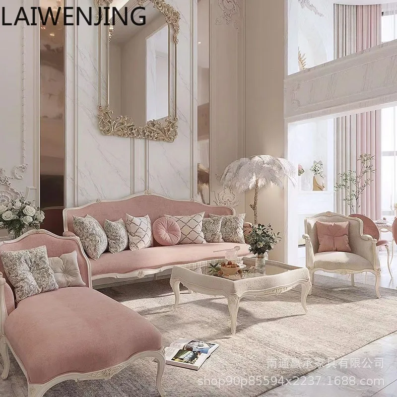 

MJY French living room court carved solid wood sofa American neoclassical three-person sofa