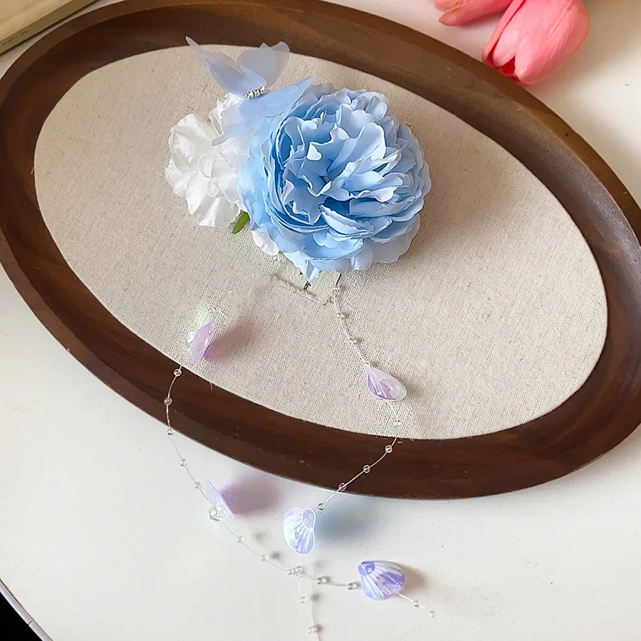 Vielseitige Romantische Künstliche Blumen-Haarspangen für Frauen, Frische Süße Blumencluster-Quasten-Haarklammern für Urlaub, Reisen und Fotoshootings M – Detail 7