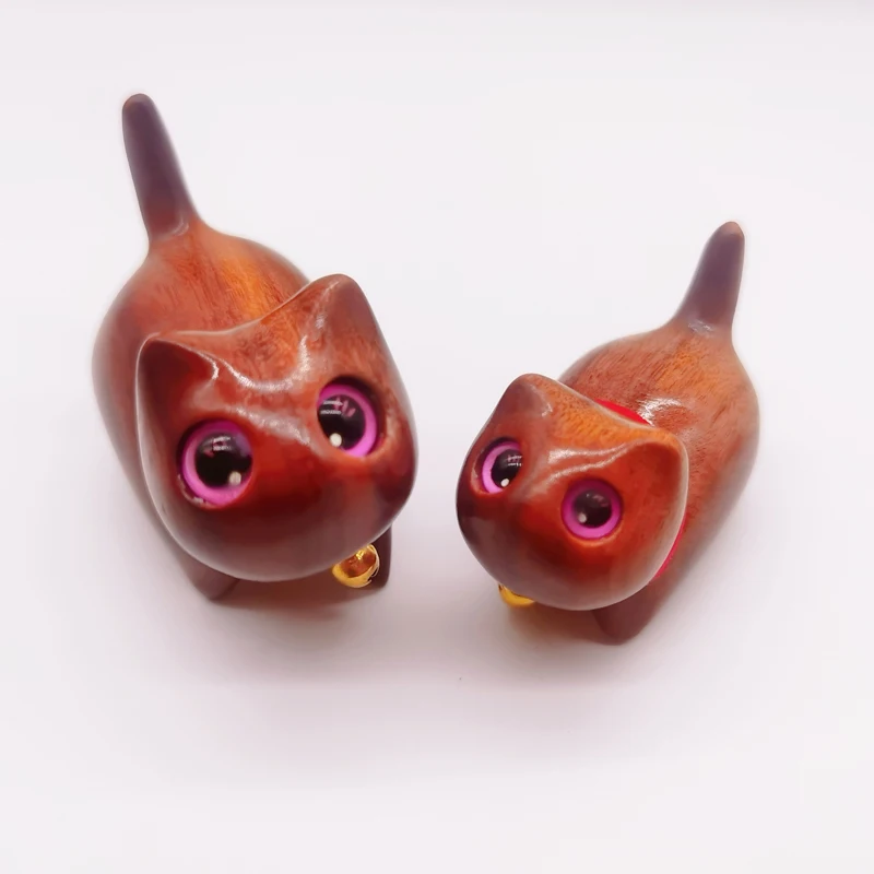 

Desk Decorations Cat Animal Cute Home Room Decor Sculptures Figurines Car Ornaments Decoration Wooden Product Wood Carving
