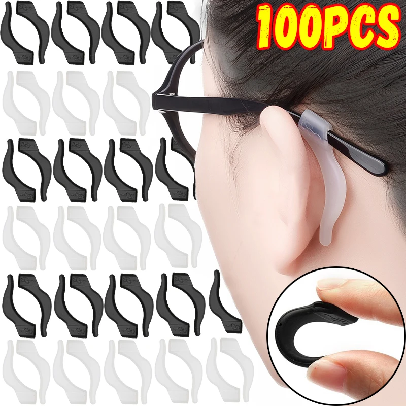 10-100pcs Silicone Anti-slip Ear Hooks Women Men Antiskid Glasses Leg Ear Sleeve Clear Anti-fall Eyewear Holder Accessories