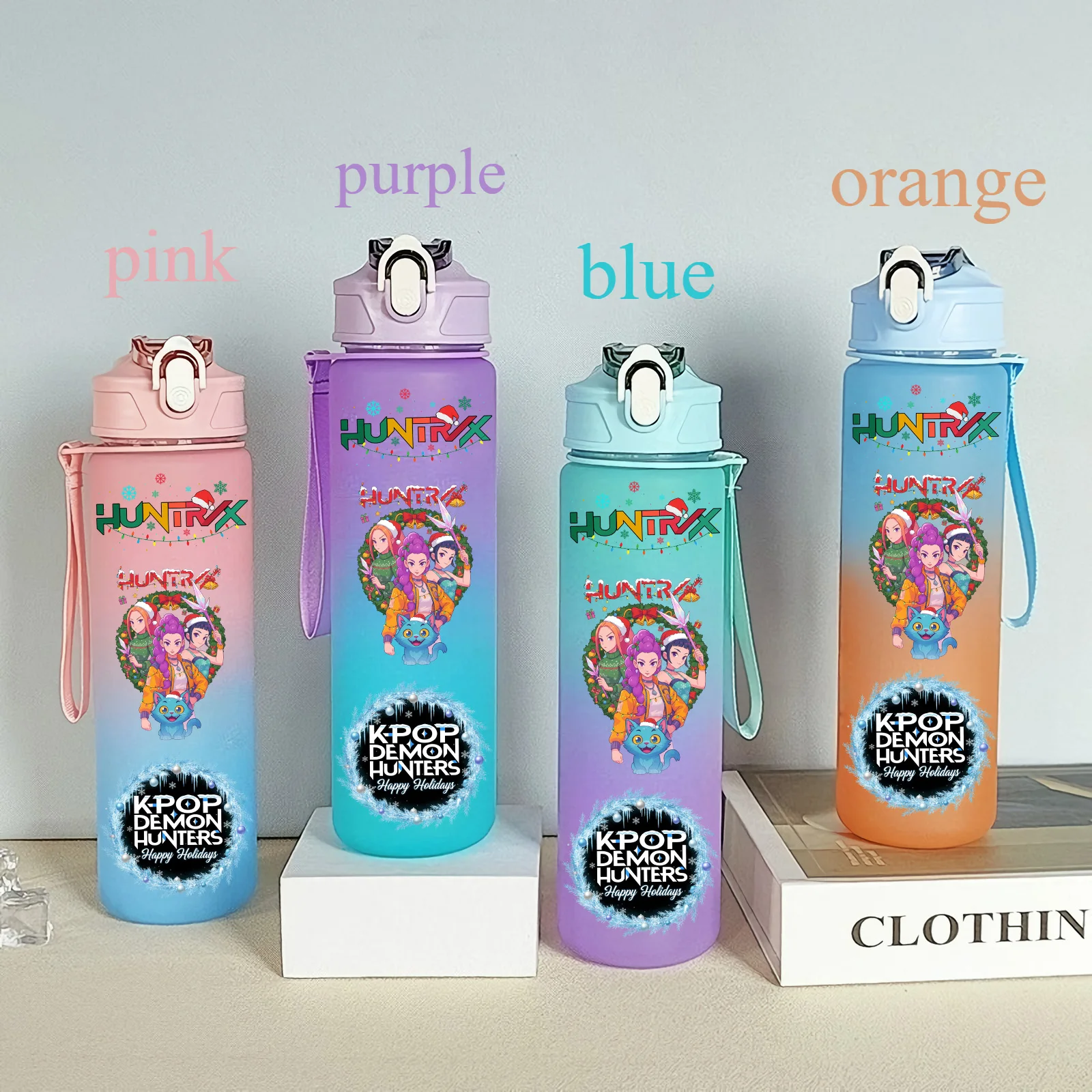750ML K-pop chasseurs de démons HUNTR X Rumi Mira Zoey Kpop guerrier tasse d'eau de noël K Pop bouteille à boire école Huntrix Gourde