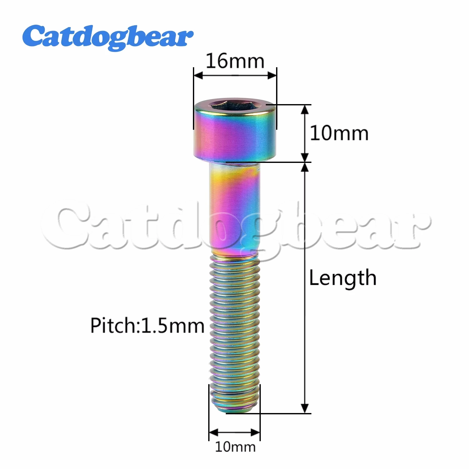 Catdogbear 4PCS Titanium Bolt M10x20 25 30 35 40 45 50 55 60mm Square Head 1.25/1.5mm Pitch Hexagon Socket Screw Ti Fasteners