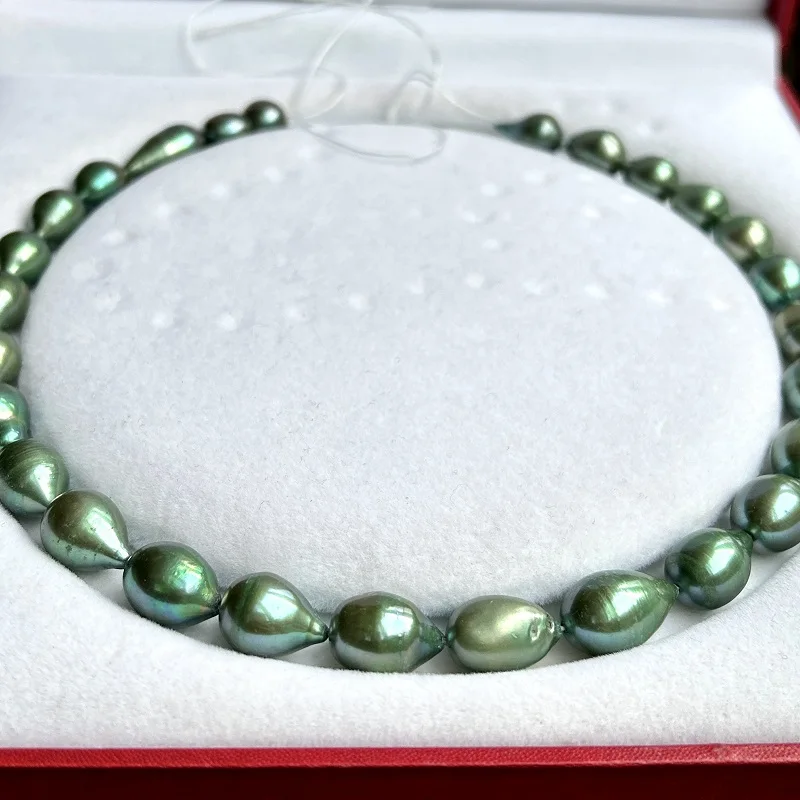 

Amazing Price Green Natural 11x15mm Women Pearl Necklace,925 Sterling Silver Necklace,Fashion Beads Jewelry,45cm Length