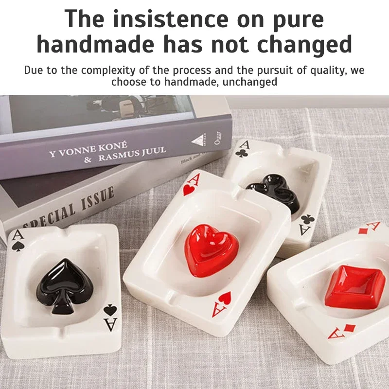 European Poker Ashtray Red Heart A Creative Porcelain Ashtray Fashion Trend Household Merchandises Desk Cleaning Household Items