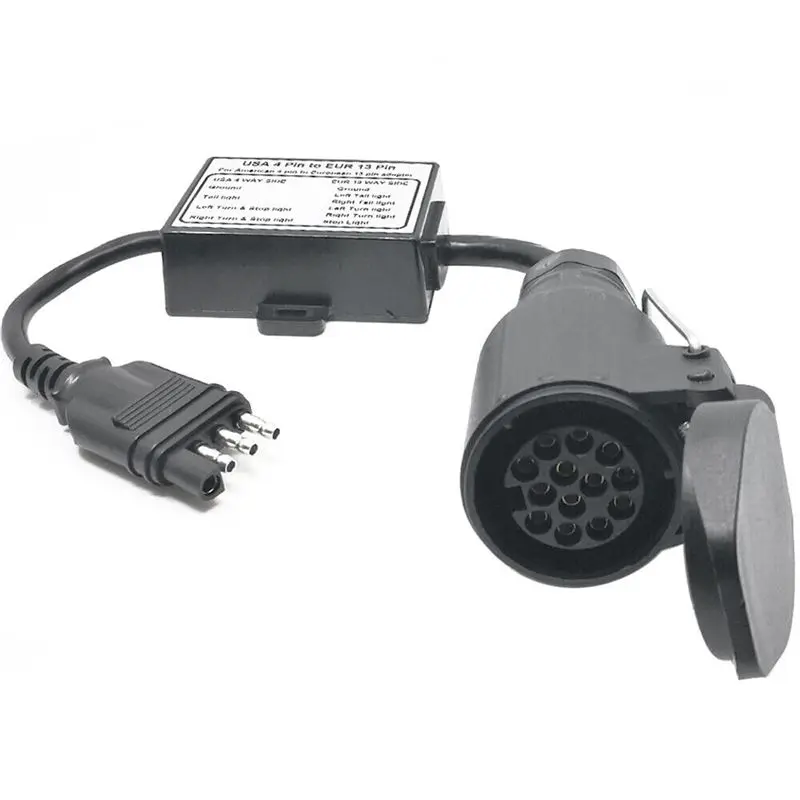 US To EU Trailer Light Converter For US Cars 4-Pin Flat Plug Socket To European Trailer 13-Pin Round Plug - view 6