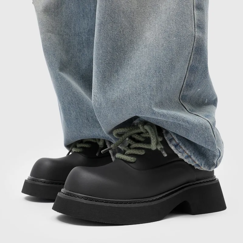 أحذية ديربي رجالية لربيع 2026 كاجوال برأس كبير سميك القاع على طراز هونج كونج أحذية عمل جلدية عصرية للترفيه عصرية #5