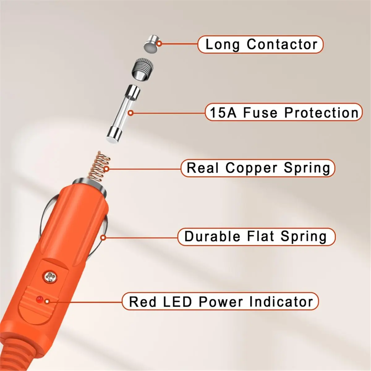 DT35BG 10FT Car Charging Cable for Explorer 1000Pro/ 2000Pro/3000Pro, 14AWG DC8020 Car Lighter Charger Cable
