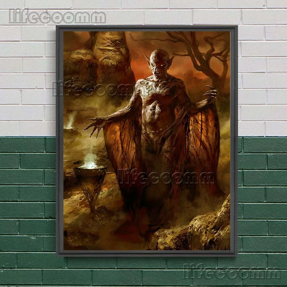 Elven Wizards,Vampire Demons,Jungle Ghosts Wall Art Canvas Print Mutant Bug Monster And Wolves Art Poster Print Home Decoration