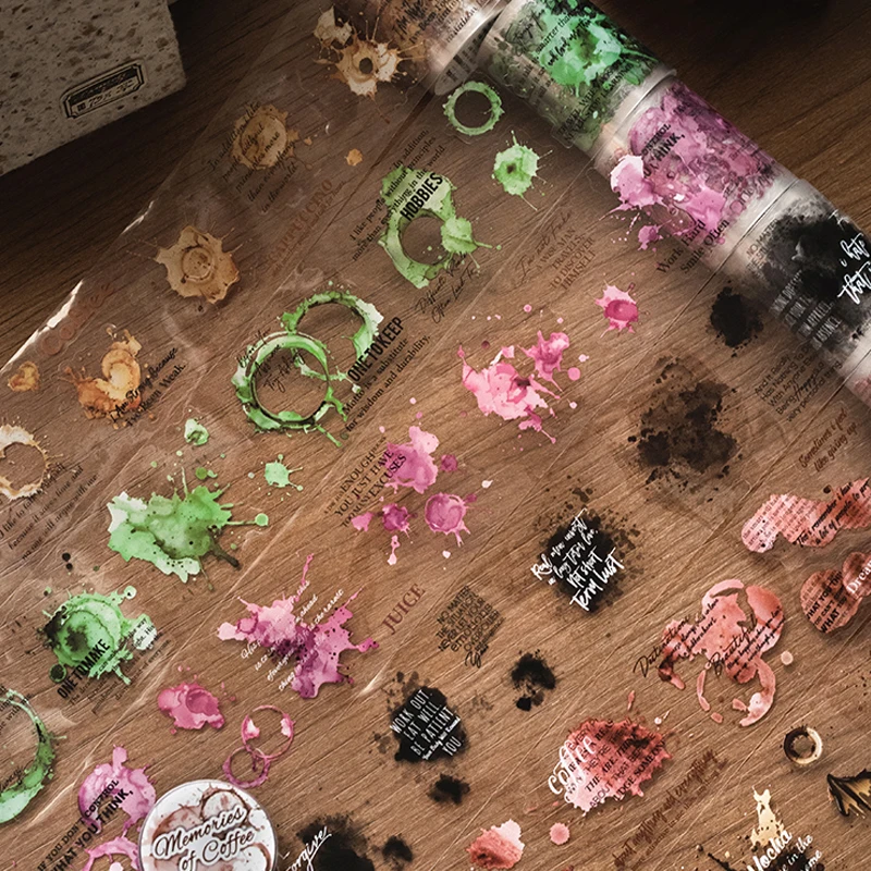 

Mr. Paper Coffee Memory Series Coffee Trace Collage Waterproof Tape DIY Handbook Magazine Diary 3rolls in