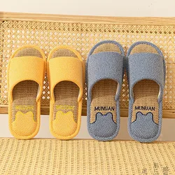 Couple Home Shoes Non Slip Flip Flops Flax Slippers Indoor Bedroom Four Seasons Linen Slippers Open Toe Slippers for Women