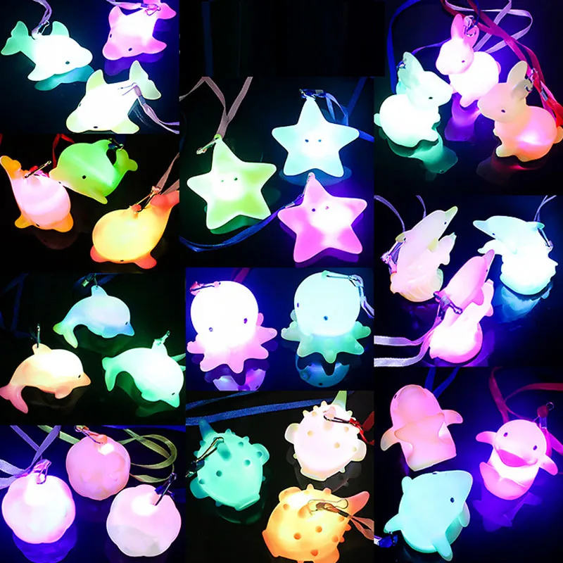 

20pcs Light Up LED Starfish Dolphin Necklaces Glow Pendant Flashing Party Birthday Gift Toys Festival Christmas Decoration