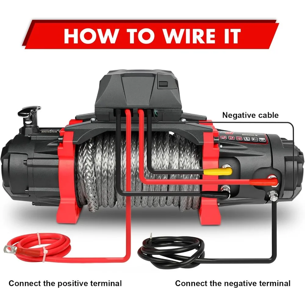 ترقية جديدة-Winch-13500 رطل. ونش كهربائي بسعة تحميل - طاقة تيار مستمر 12 فولت لشاحنة القطر على الطرق الوعرة، 2 في 1 لاسلكي - جودة عالية #5