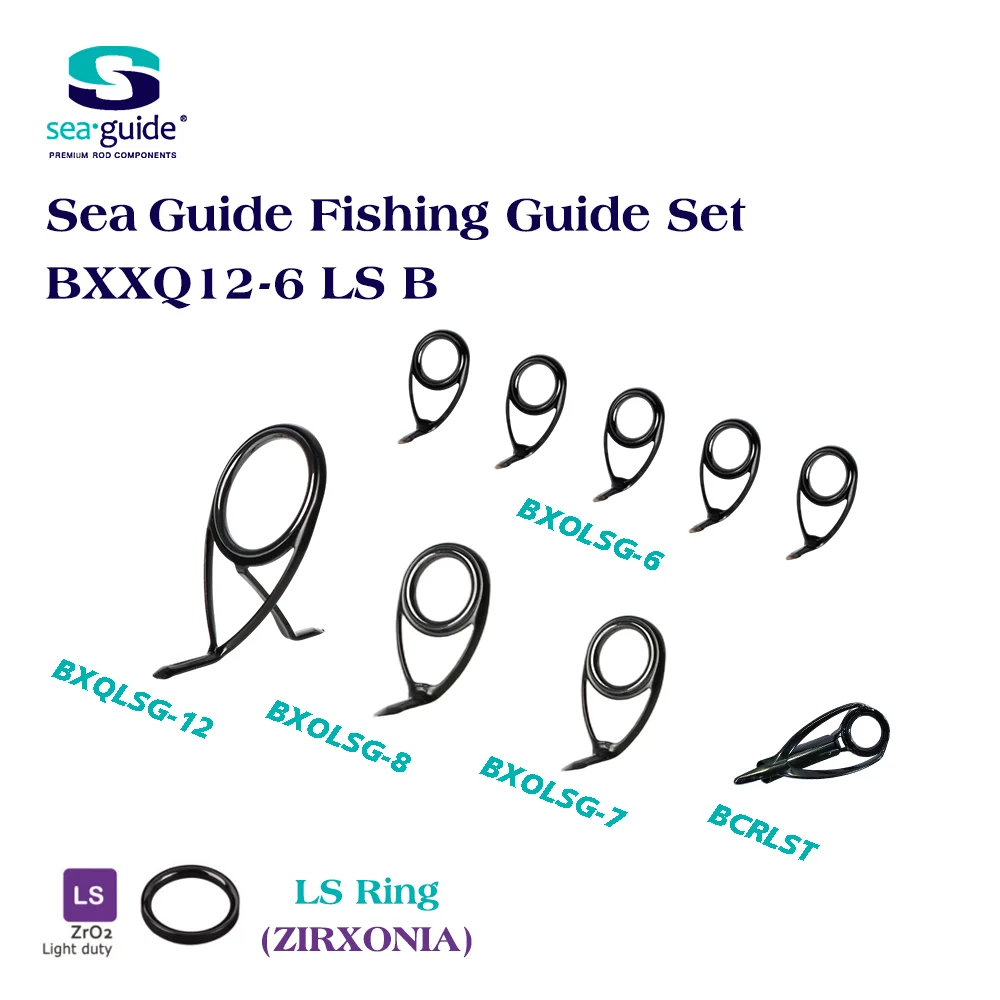 

Набор кольцевых втулок Seaguide Black XQ-XO LS Zirconia для спиннинговых удилищ, легкие рыболовные кольца для сборки удилищ для ловли на приманки