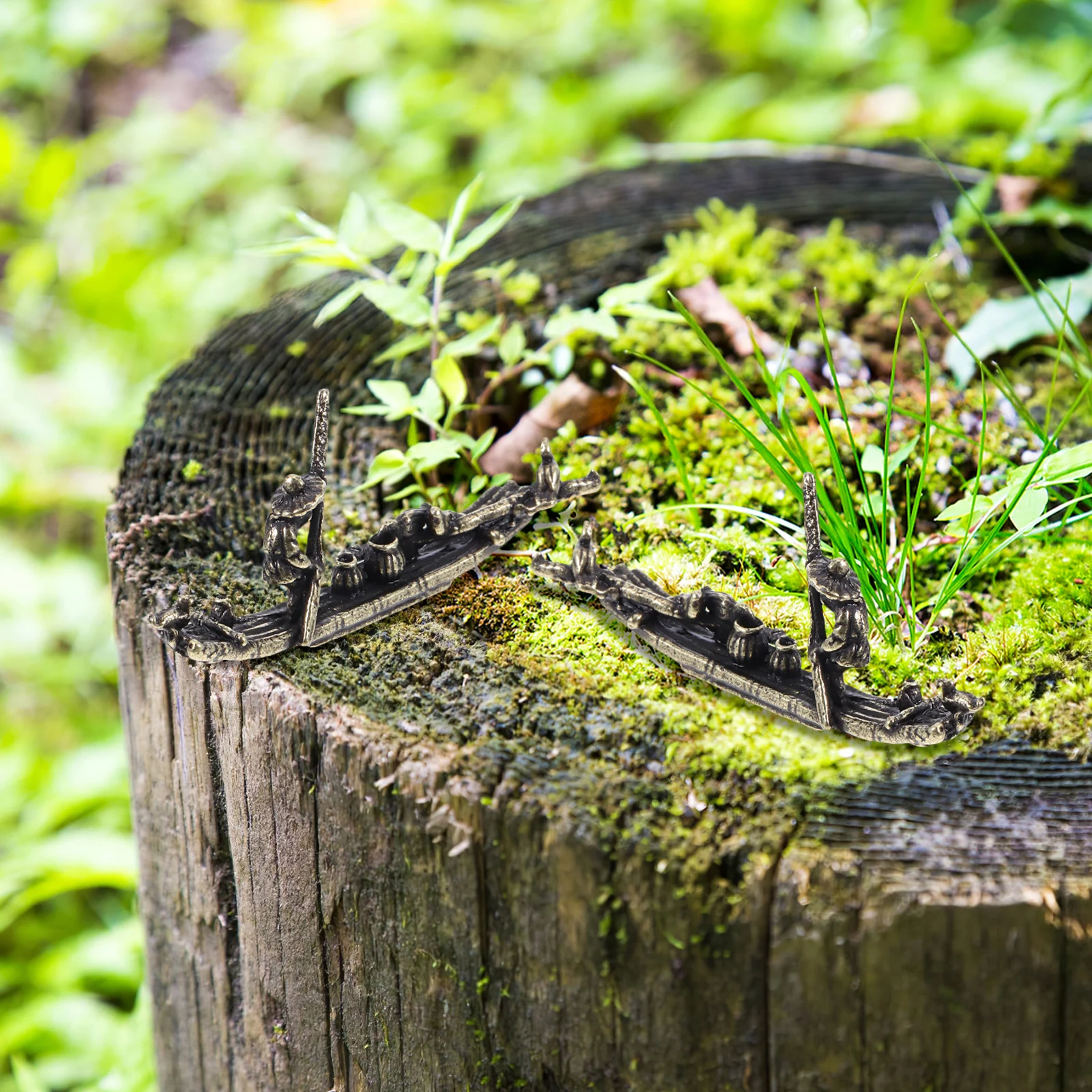 2 قطعة تمثال صيد نحاسي مصغر ، منظر طبيعي صغير لديكور المكتب ، زخرفة قارب صغير ، ملحقات طاولة الرمل ،