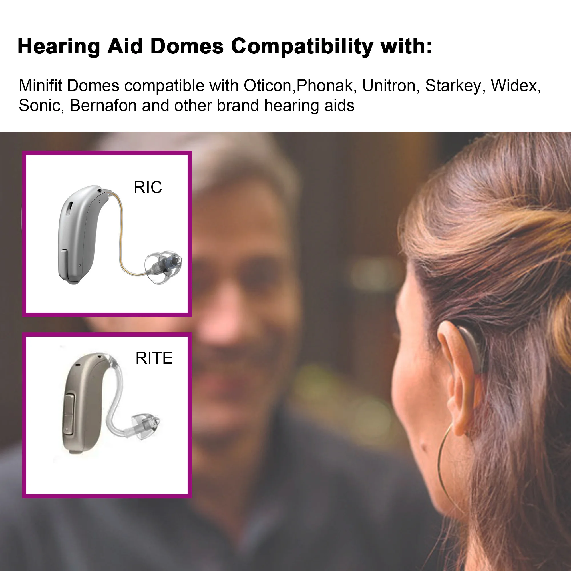10pcs Hearing Aid Domes for Oticon Replacements, Minifit Open Bass Vent Domes(6mm/8mm/10mm/12mm), Universal Domes for Oticon