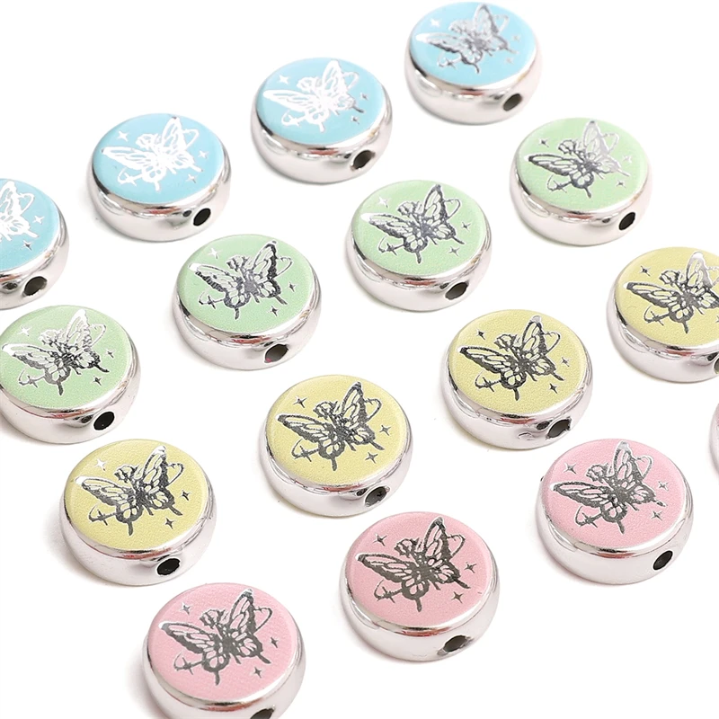 

2pcs 18mm beading Acrylic Round beads Butterfly Roses Beads for Earring Charm Bracelet Necklace DIY Craft Making Accessories