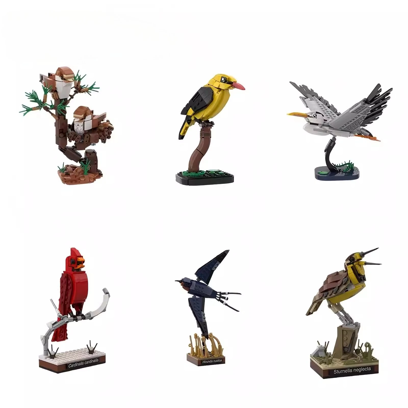 Image of MOC-77108 Westliche Tierfiguren: Fasan, Eisvogel, Tauchender Rotmehlchen - Kleinteilige Bausteine Modell-Puzzle Spielzeug Geschenke