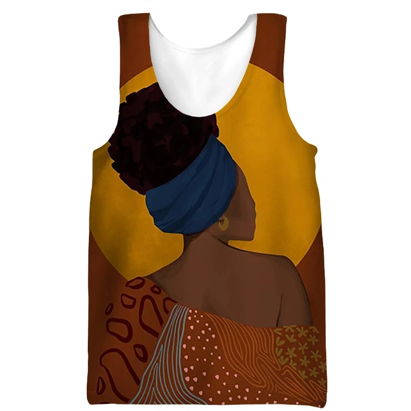 2024 Harajuku African Girls Pattern Vest Daily Fitness Men Tank Top Sleeveless Funny Undershirt Round Neck Men Clothing y2k Tops