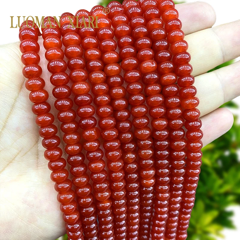 5x8MM Abacus AA Agates Dark Red Natural Stone Rondelle Loose Spacer Beads for Jewelry Making Diy Bracelet Charms Accessories