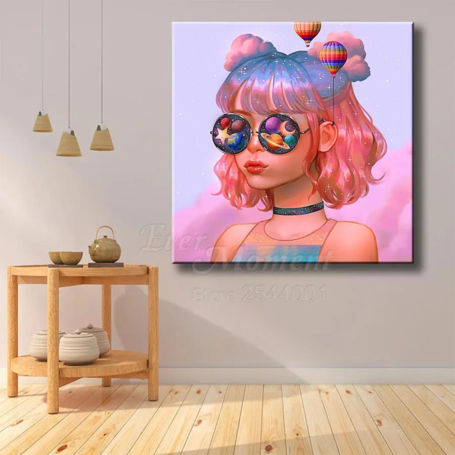 Ever Moment Diamond Painting Full Square Round Resin Drill Girl Painting By Diamond Wall Art Decoration Handicraft Gift ASF2158 view 2