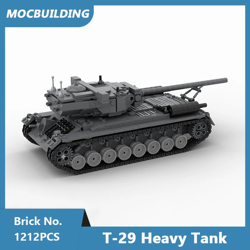 MOC Building Blocks T-29 Heavy Tank 1:35 Scale Model DIY Assembled Bricks Transportation Educational Collect Toys Gifts 1212PCS