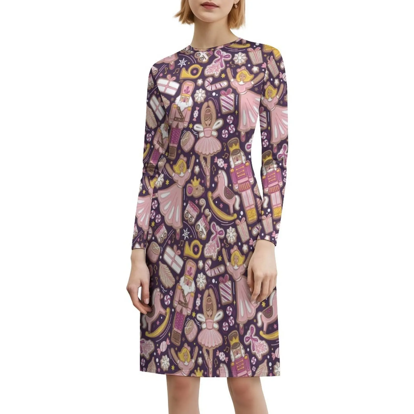 كسارة البندق الباليه الزنجبيل البسكويت اللذيذ / / فستان بوهيمي بدون أكمام متعدد الطباعة فستان حفلة عطلة الشاطئ