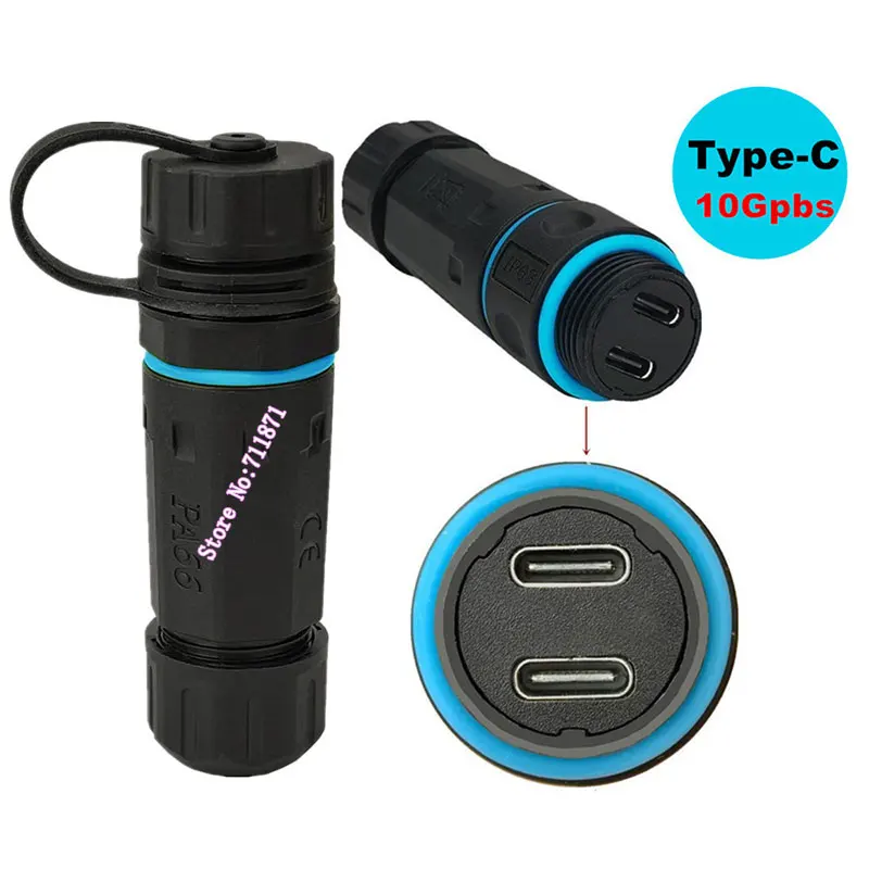 Zewnętrzne wodoodporne złącze adaptera przedłużającego Usb3.1 typu C żeńskie na żeńskie 1 2 Gniazdo adaptera przedłużającego Usb C typu C żeńskie