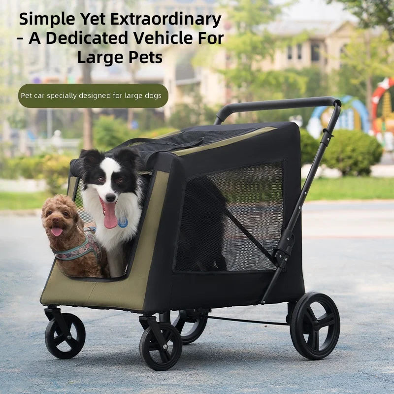 Multi-Functional Pet Cart for Medium and Large Dogs, Portable Foldable Outdoor Travel Dog Cart, 2 in 1 Design