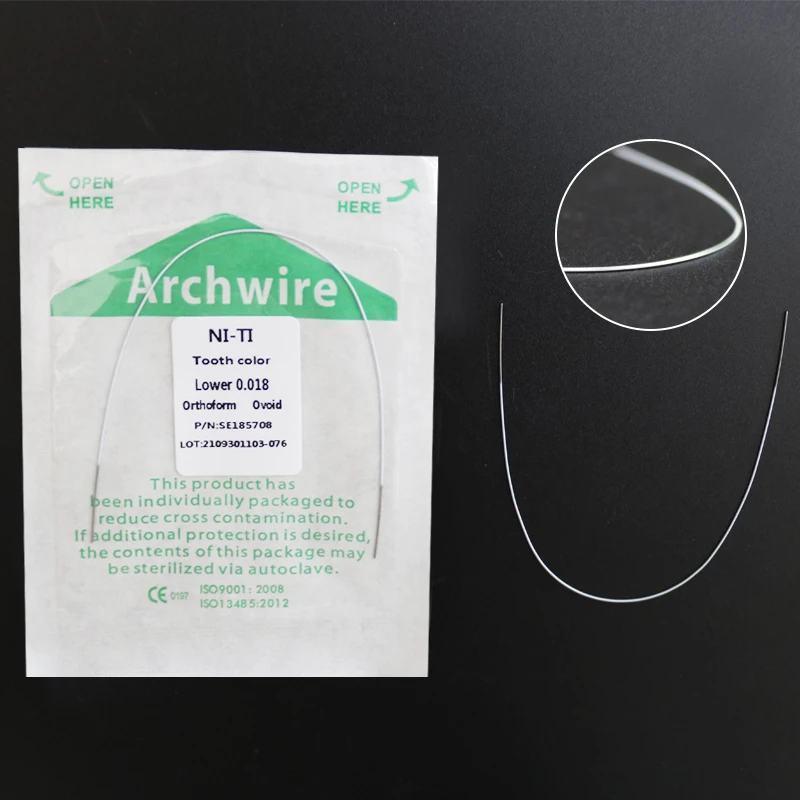 10Packs 10Pcs Dental Tooth Color Coated Niti Arch Wire (5Pack Upper+5Pack Lower)