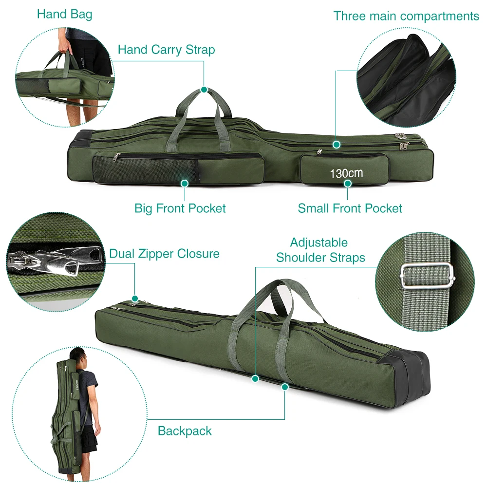 

130CM Fishing Bags Portable Folding Fishing Rod Reel Bags Fishing Pole Gear Tackle Tools Carry Case Carrier Travel Bags
