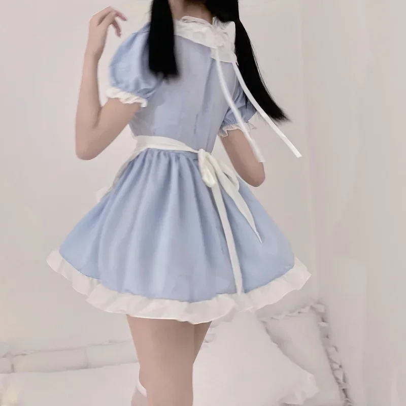 Vestido lolita para niña, traje de sirvienta con volantes, disfraz sexy de sirvienta japonesa, uniforme de delantal diario, conjunto de pijamas kawaii, nuevo