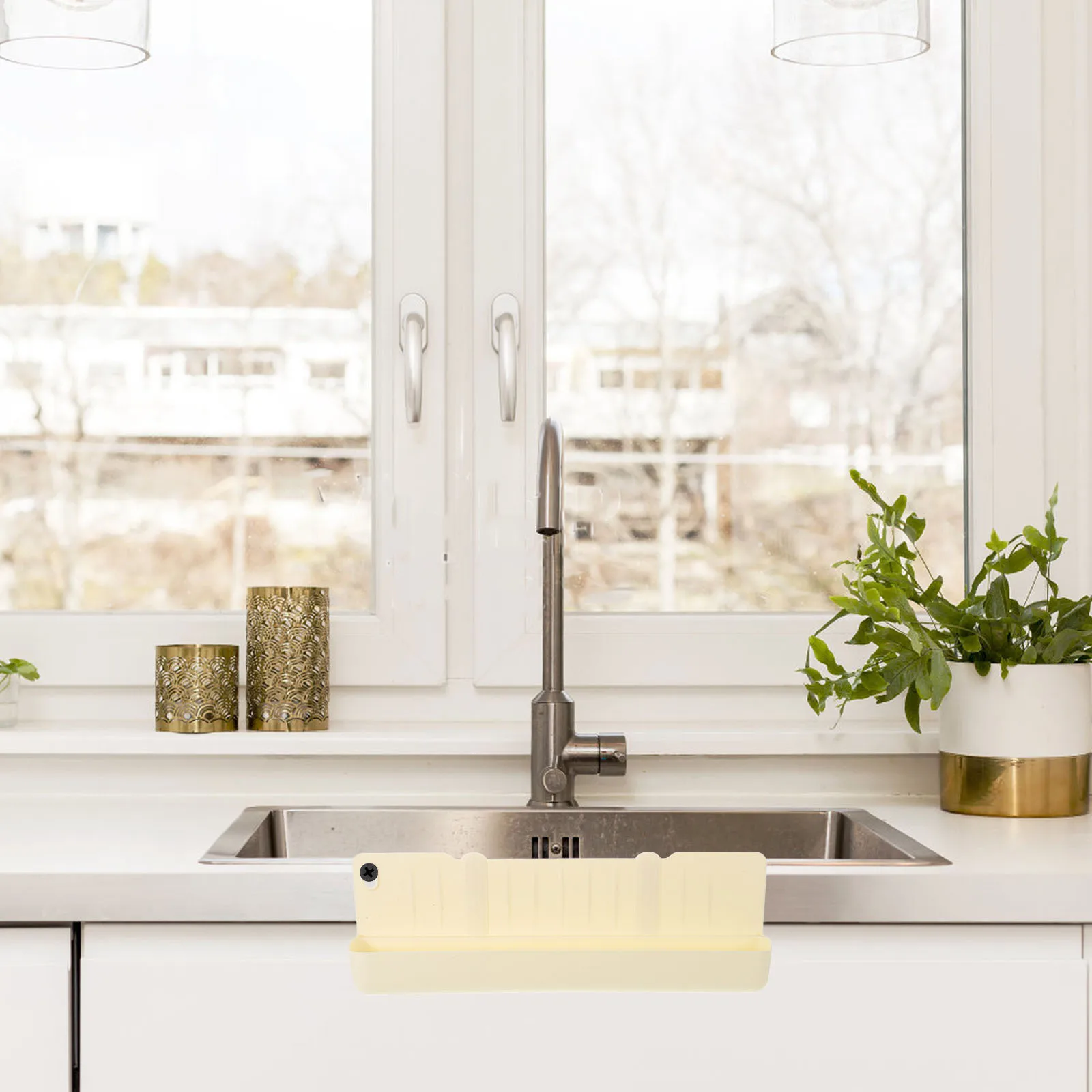 

Multifunctional Silicone Sink Splash Guard Splashproof Storage Rack Kitchen Counter Water Barrier Sponge Tray Bathtub Play